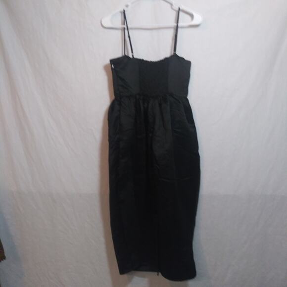 Future Collective Holiday Sweetheart Bubble Satin Midi Dress Black Classic Sz S - Picture 6 of 11